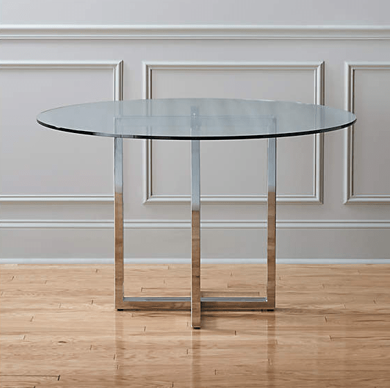 Small Modern Round Dining Table W/ Glass Top, cb2