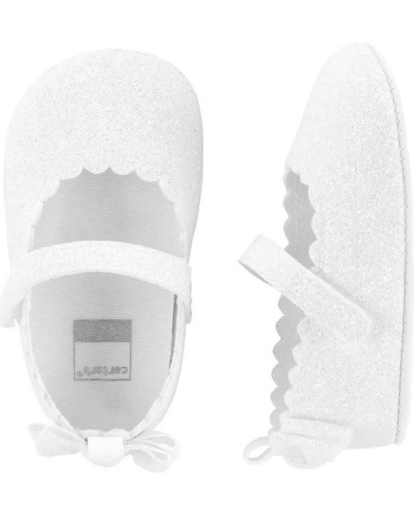 Cute Glitter White Mary Jane Baby Shoes, Carter's