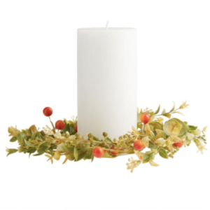 Faux Autumn Leaf And Berry Candle Ring
