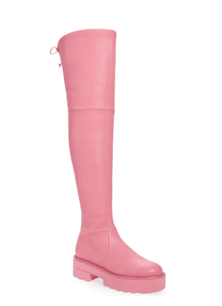 Chunky Platform Utilitarian Over The Knee Pink Boots, by Stuart Weitzman Lowland Ultralift Over the Knee Boot