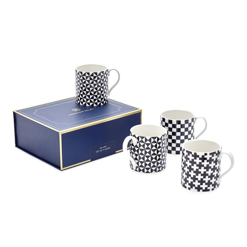 jonathan adler op art mugs Modernist Art Black & White Coffee Mugs Gift Box