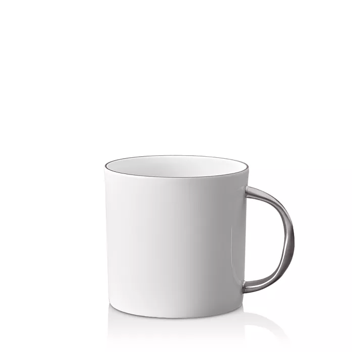 White Fine China Mug With Platinum Details