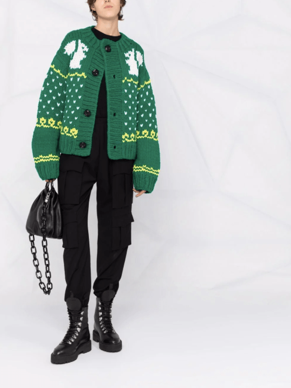Dsquared2 Oversized Chunky Green Christmas Cardigan