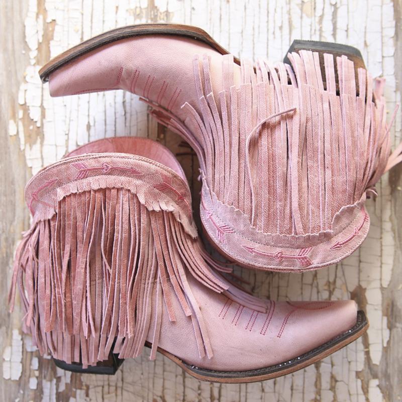 Pink Cowboy Boots With Fringes, by Lane Boots