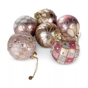 Mackenzie-Childs Glam pink Glass Ball Ornaments
