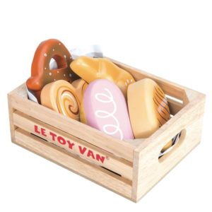 Wooden Crate & Breads Play Food, Age 3+