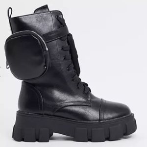 Faux Leather Chunky Combat Boots, Public Desire