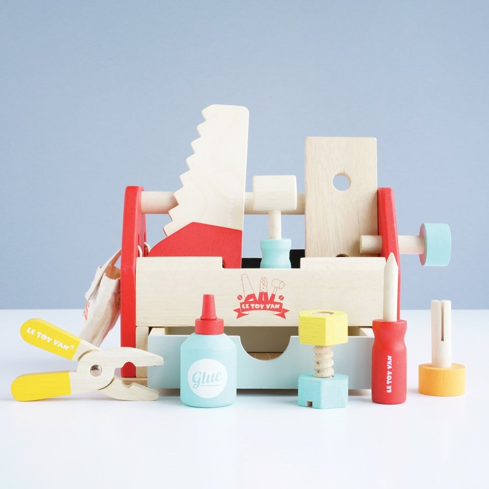 Colorful Classic Wood Tool Box Toy, by Le Toy Van