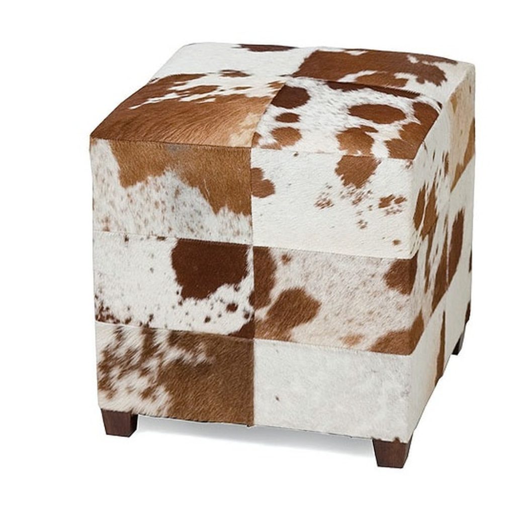 Cube Stitched Cowhide Ottoman , at Zin Home