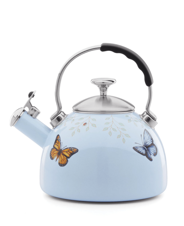 Butterfly Meadow Kitchen Cute Blue Tea Kettle, Lenox