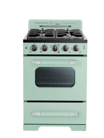 Classic Retro 24 in. 2.9 cu. ft. Retro Gas Range with Convection Oven in Summer Mint Green, Unique