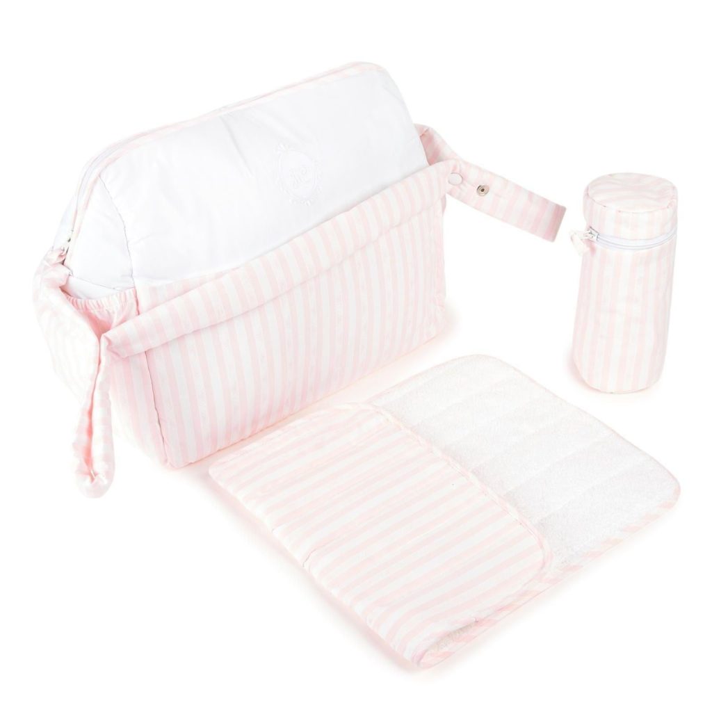 Classic Cotton Tote Diaper Bag in Pink & White, Tartine Et Chocolat