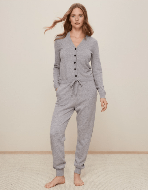 Cashmere Rid-Detailed Onesie, The White Company
