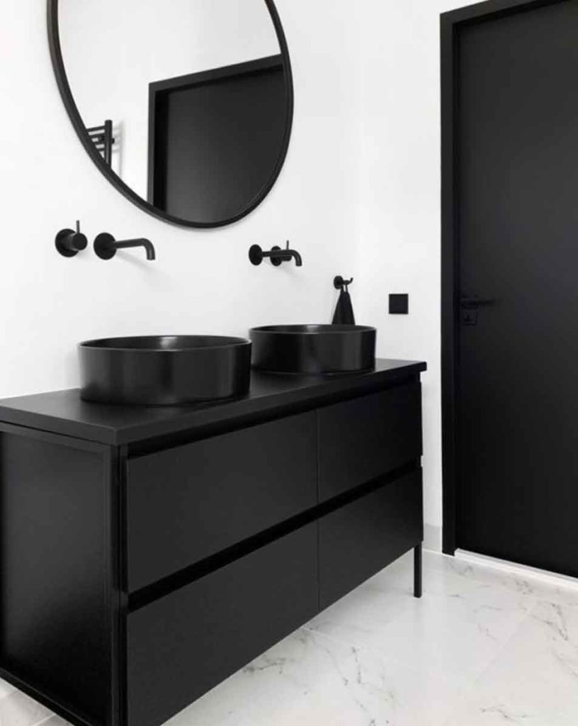 black bathroom interior aesthetic