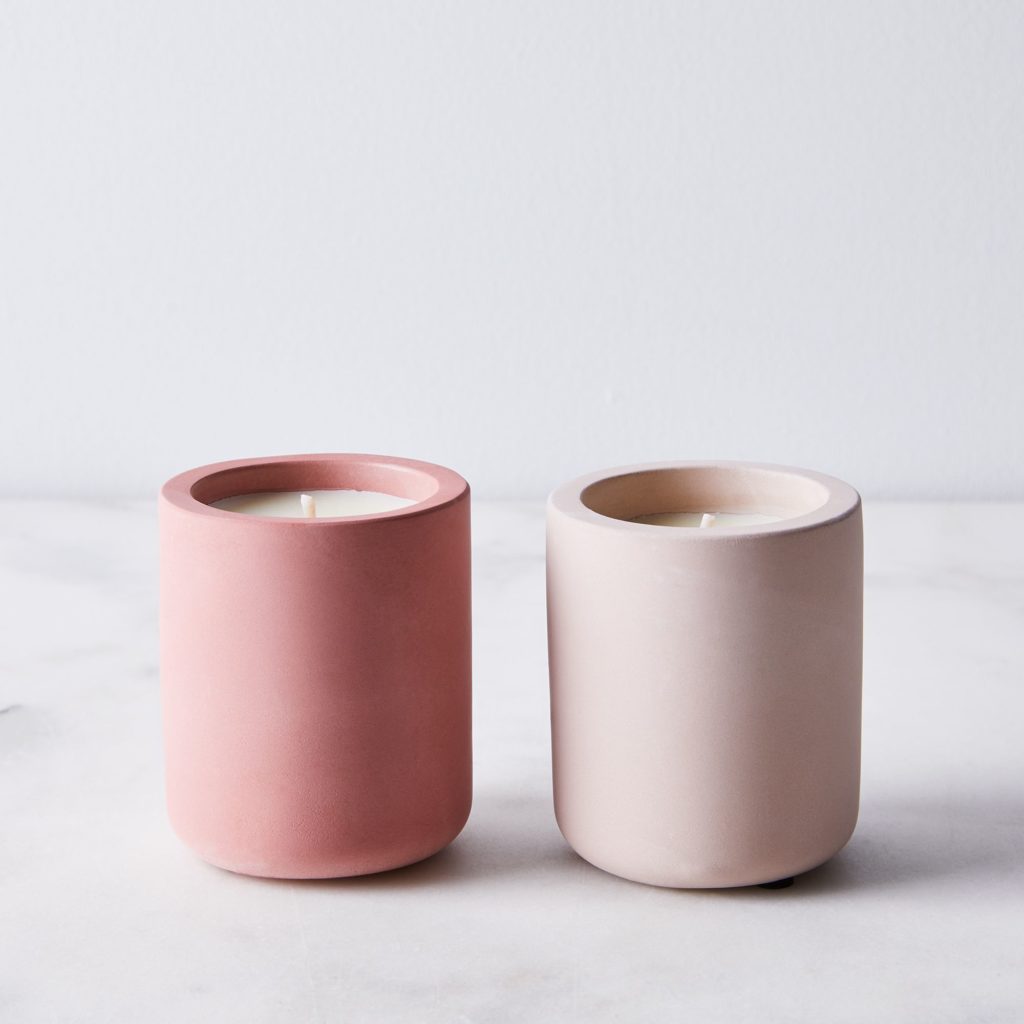 Pink & Blush Concrete Scented Candle, Set of 2