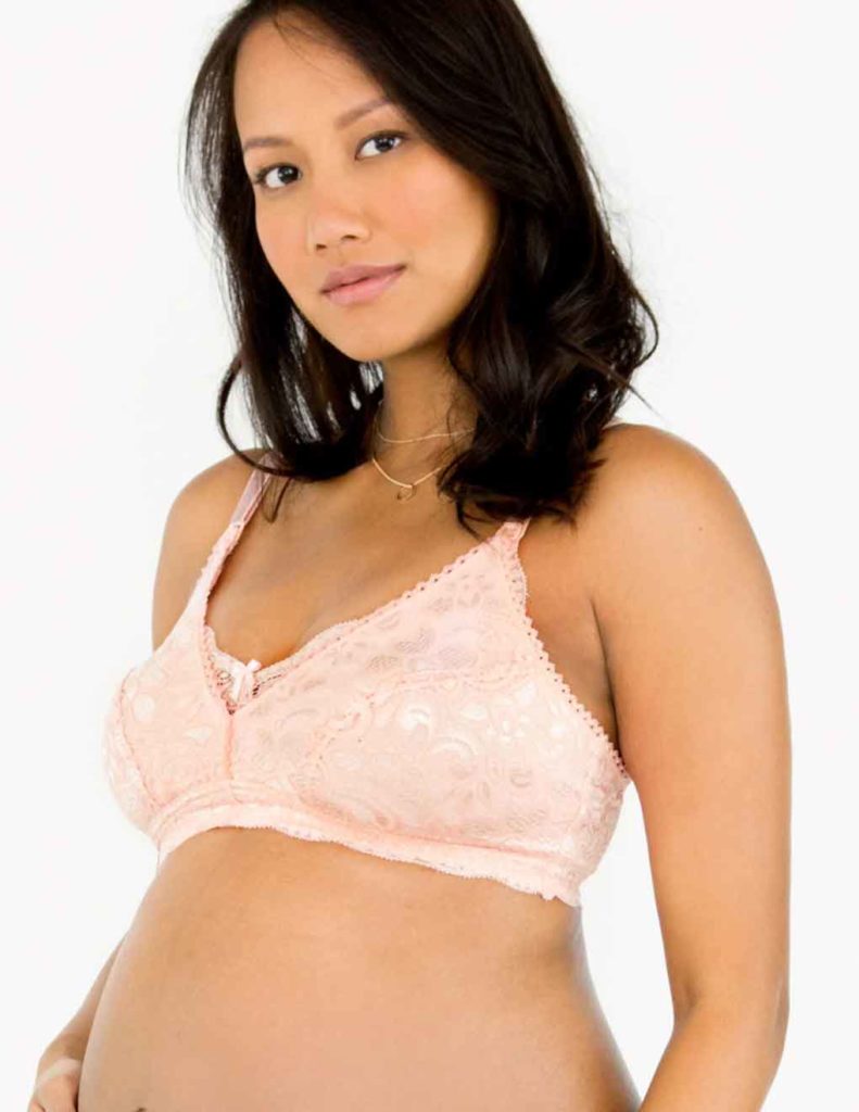 pink lace maternity bra