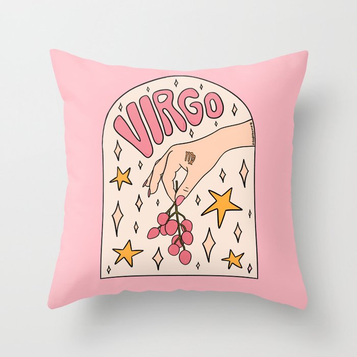 pink Virgo Lychee Throw Pillow