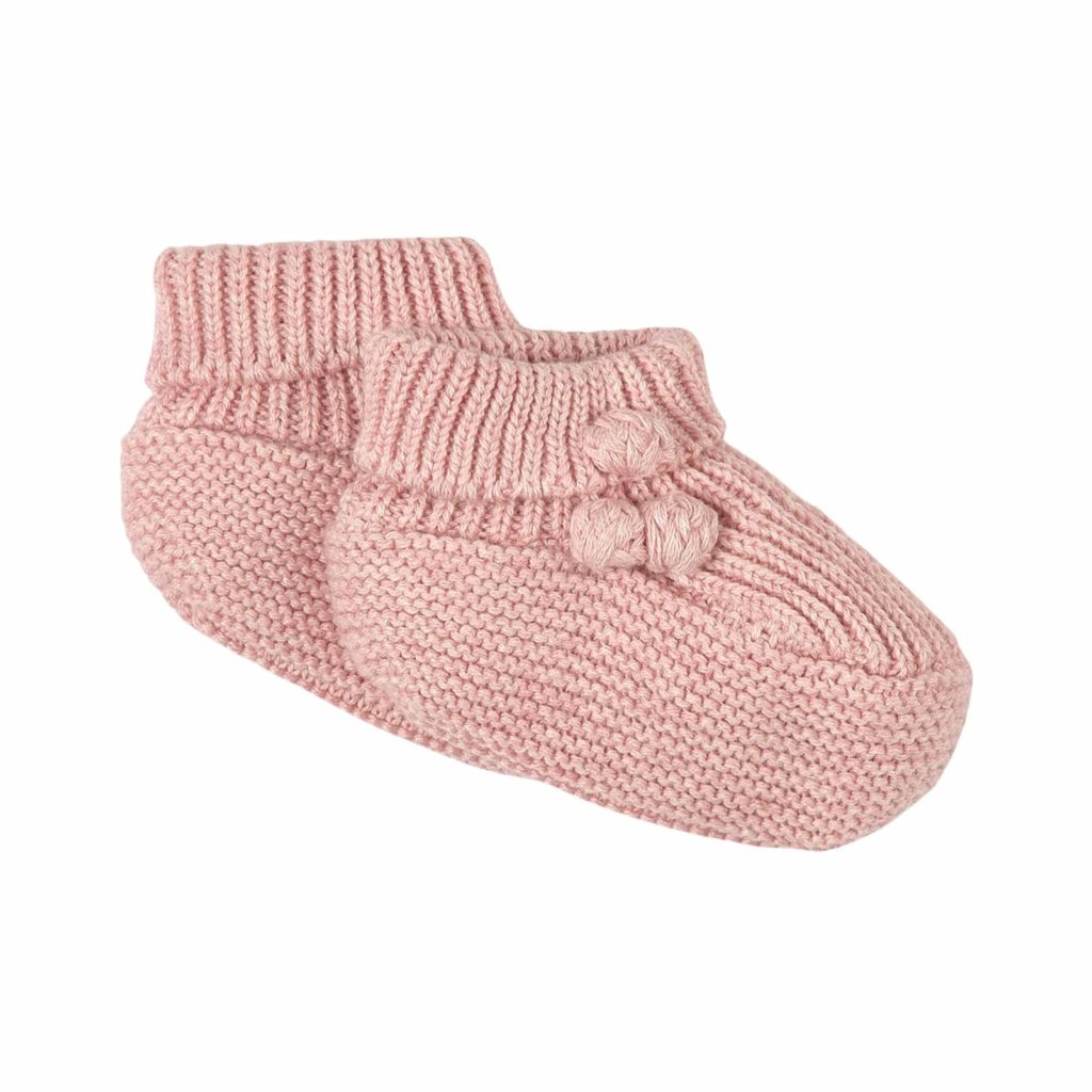 Knit Dusty Rose Newborn Baby Booties for Girls, Tartine Et Chocolat