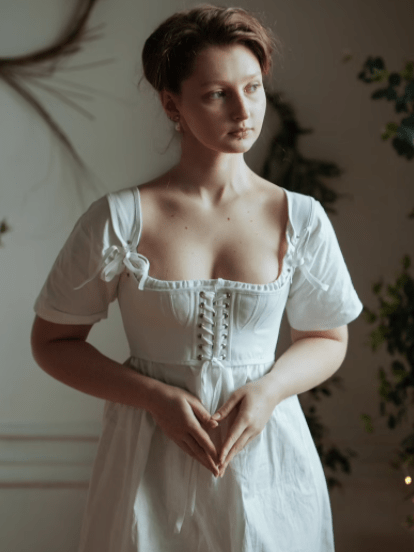 Regency Empire White Corset inspired by bridgerton dresses