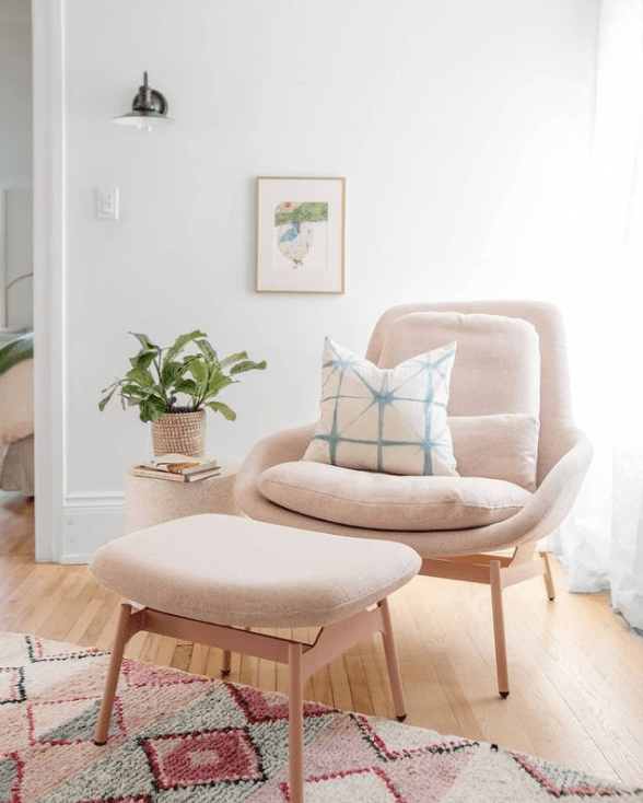 Modern Padded Pink Blush Chair, Blu Dot