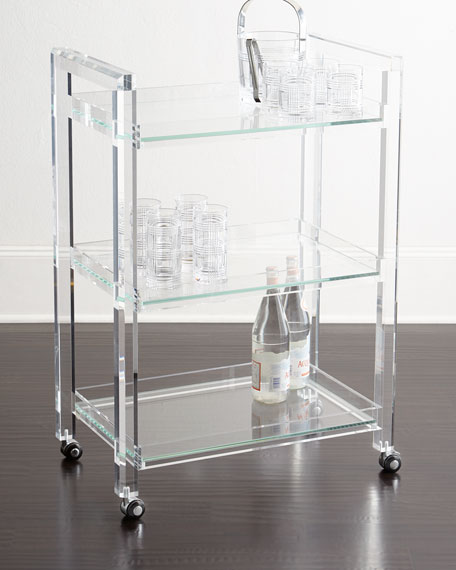 ava acrylic glass bar cart with 3 tier