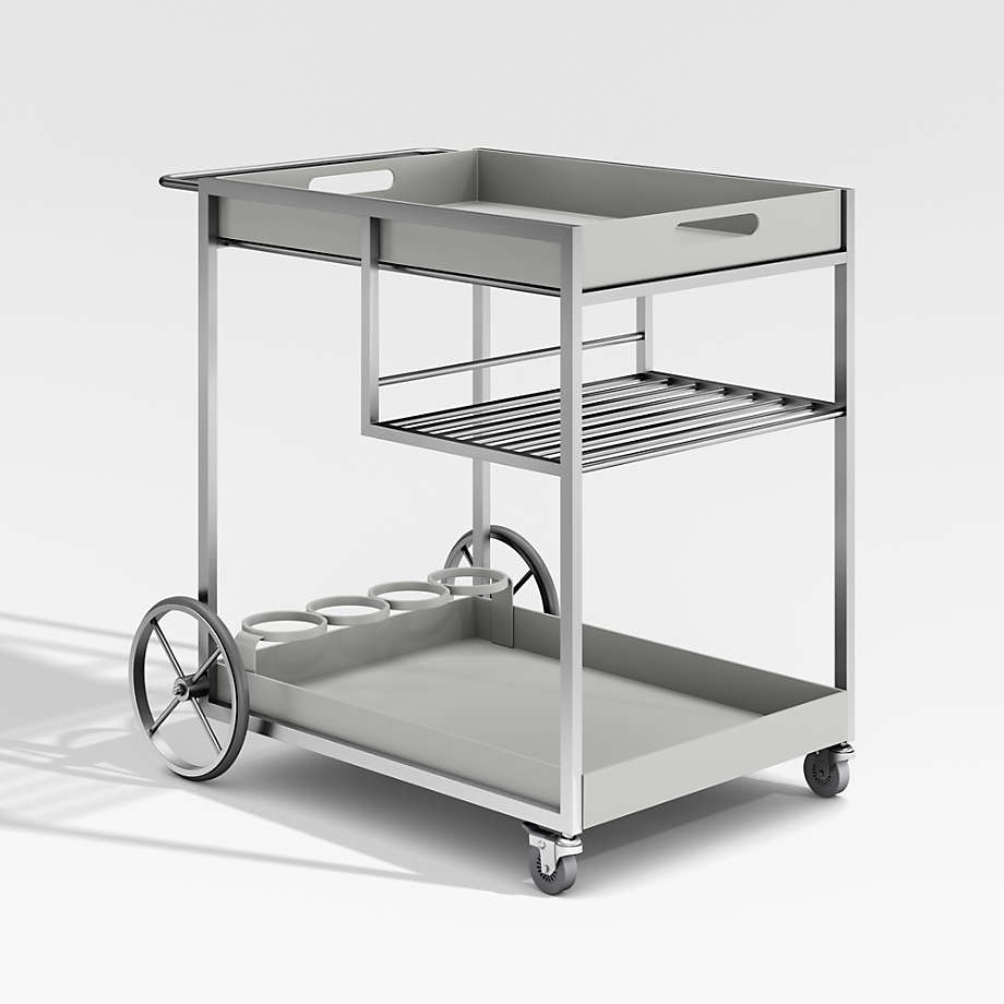 dune portable Modern Outdoor Bar Cart With Wine Rack, Crate&Barrel