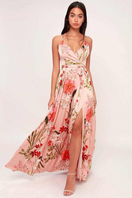 Still the One Floral Print Satin Maxi Dress