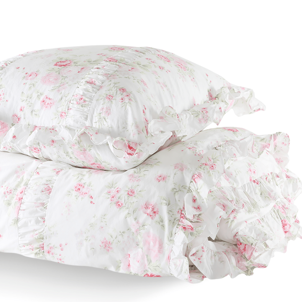 Wildflower Bedding Pink Roses Shabby Chic Ruffled Floral Bedding