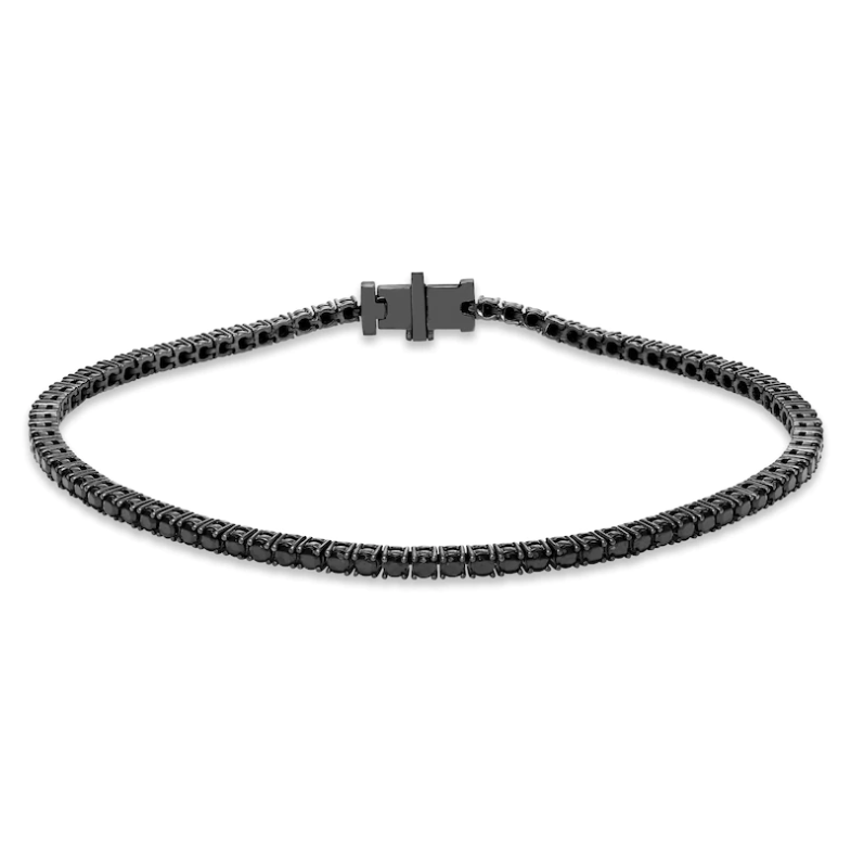 Men's Black Diamond Tennis Bracelet 5ct tw Round-cut Ruthenium Plated Sterling Silver 8.5", Kay Jewelers