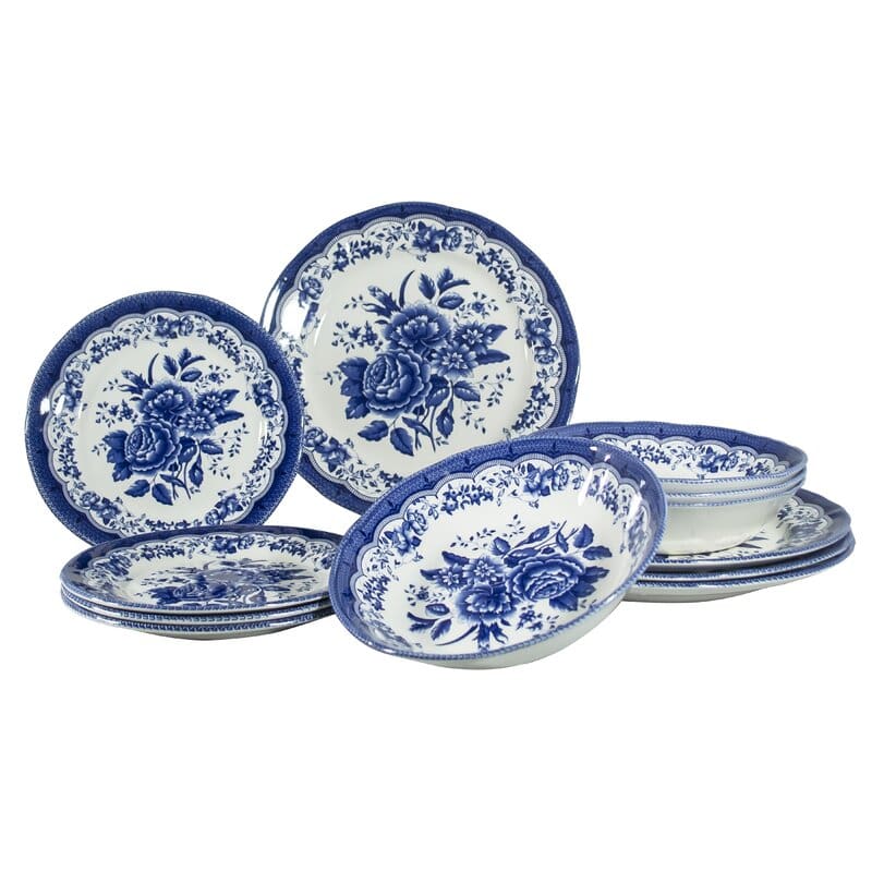 Blue Classic Roses Dinnerware Set, Tudor England