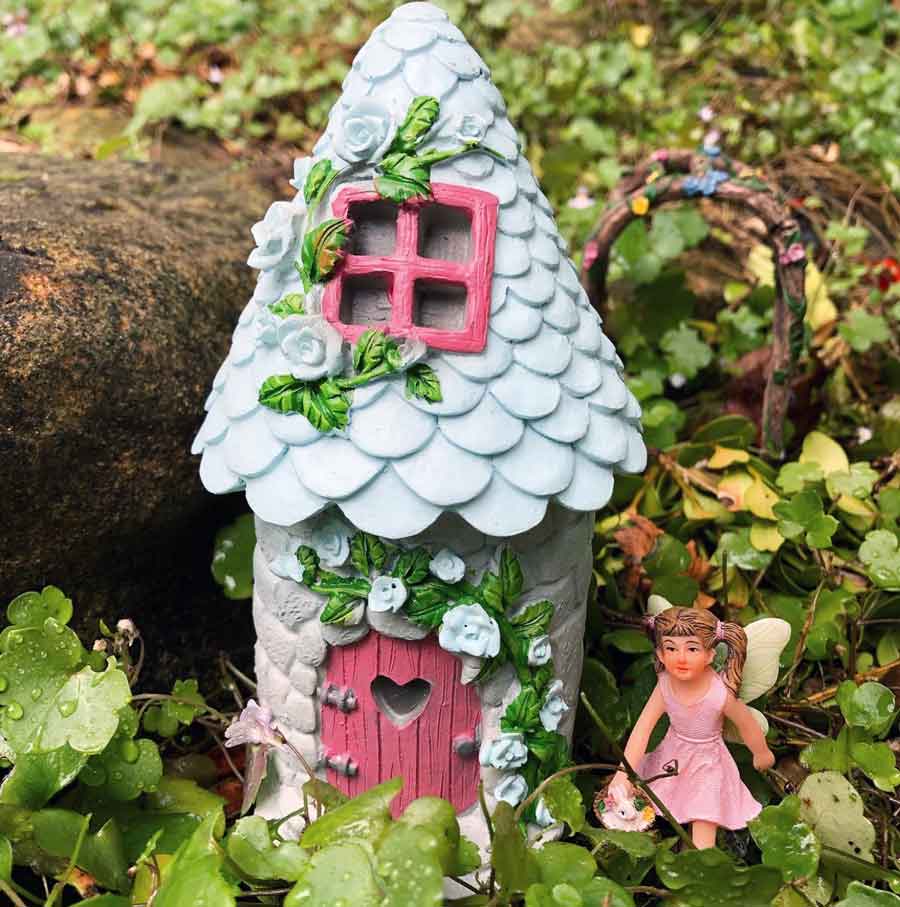 enchanting fairy garden with castle