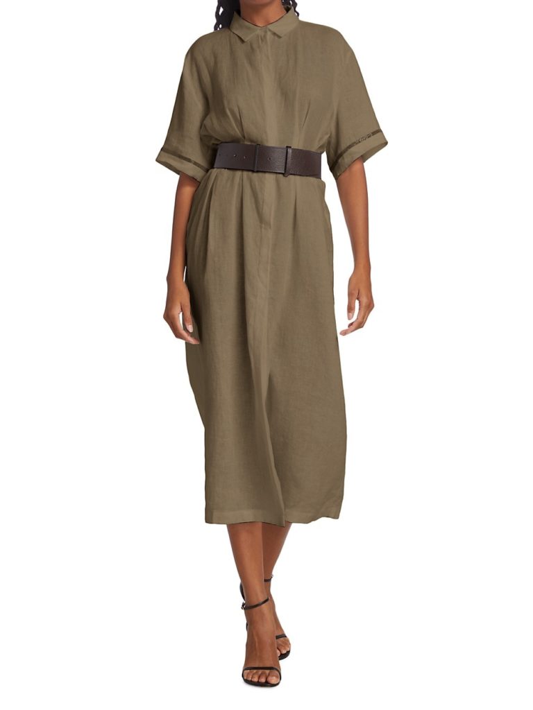 Chic Pure Linen Belted Dress Made in Italy fabiana filippi