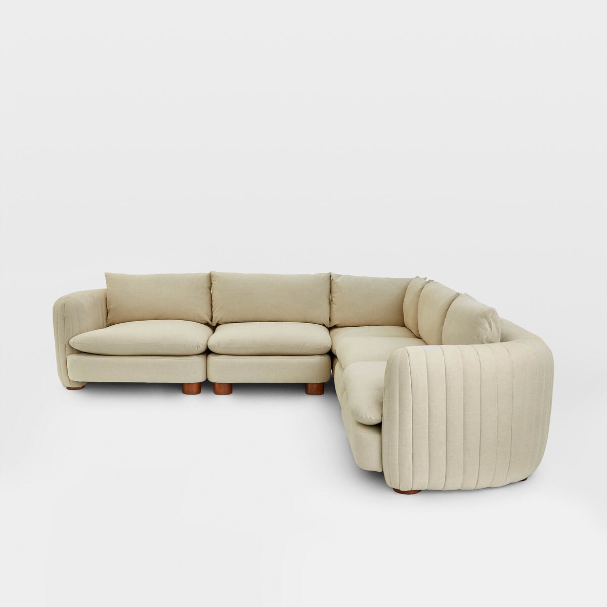 Modern Modular Corner Sofa With Tufted Curved Arms