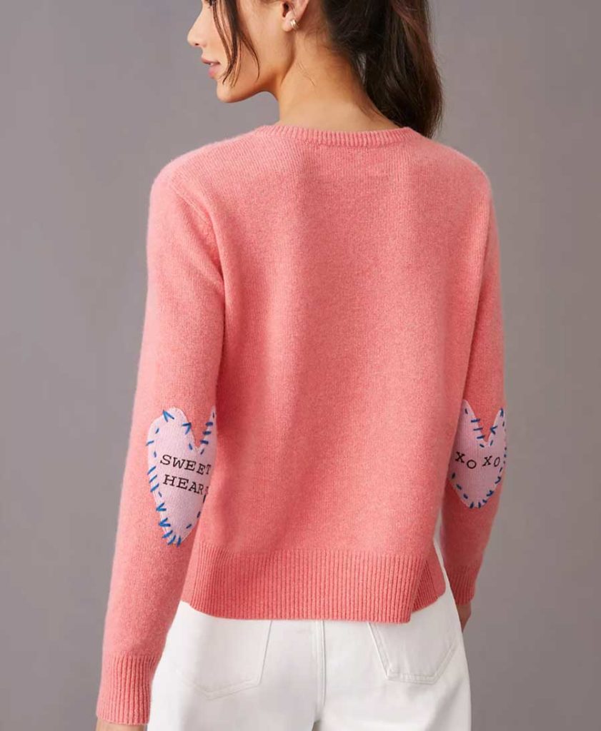 pink cashmere heart sweater