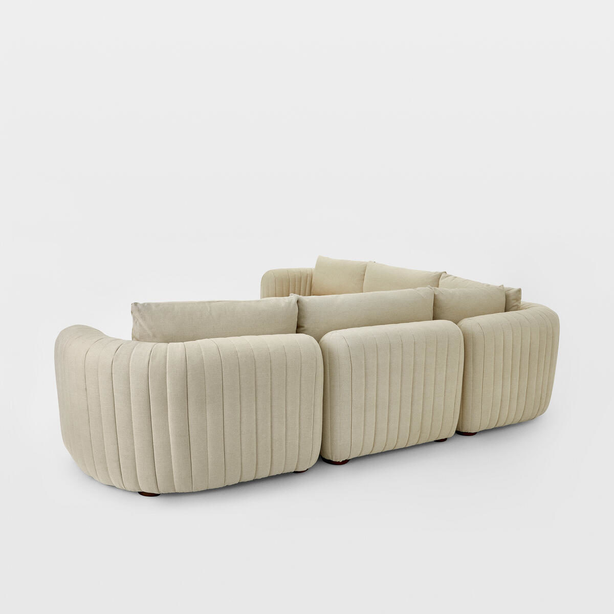 Modern Modular Corner Sofa With Tufted Curved Arms