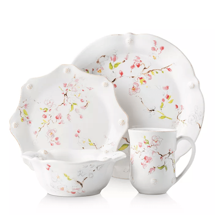 Berry & Thread Floral Sketch Jasmine 4-Piece Place Setting Made in Portugal, Juliska
