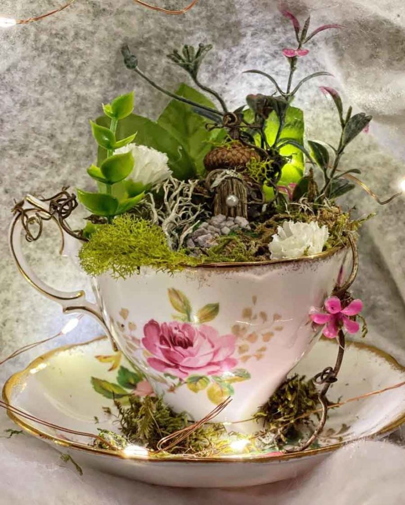 romantic fairy garden teacup