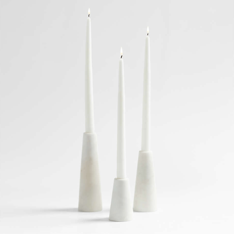 White Marble Taper Candle Holder