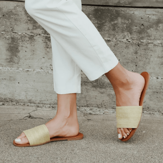 Raffia Slide Sandals, Lulus