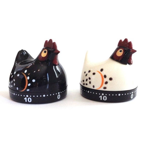 Set of 2 Timers - One White & One Black Chicken