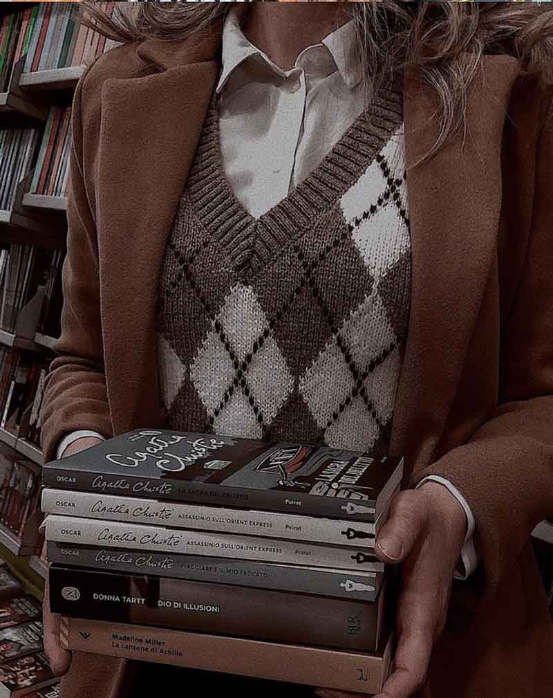 dark academia argyle sweater