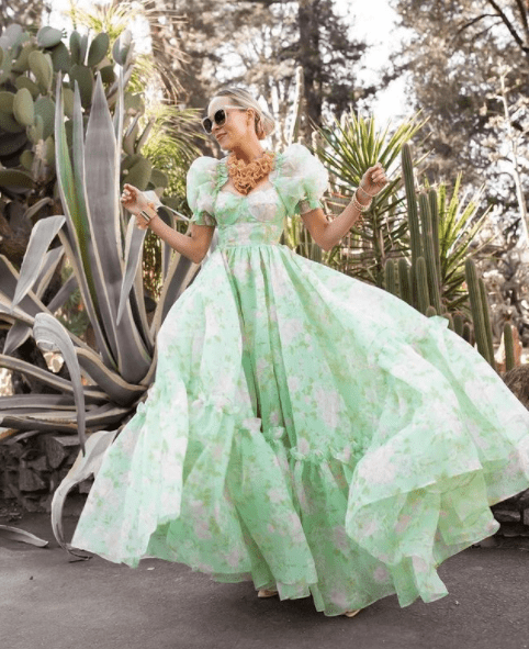Green & Pink Princess Fairy Long Gown Dress
