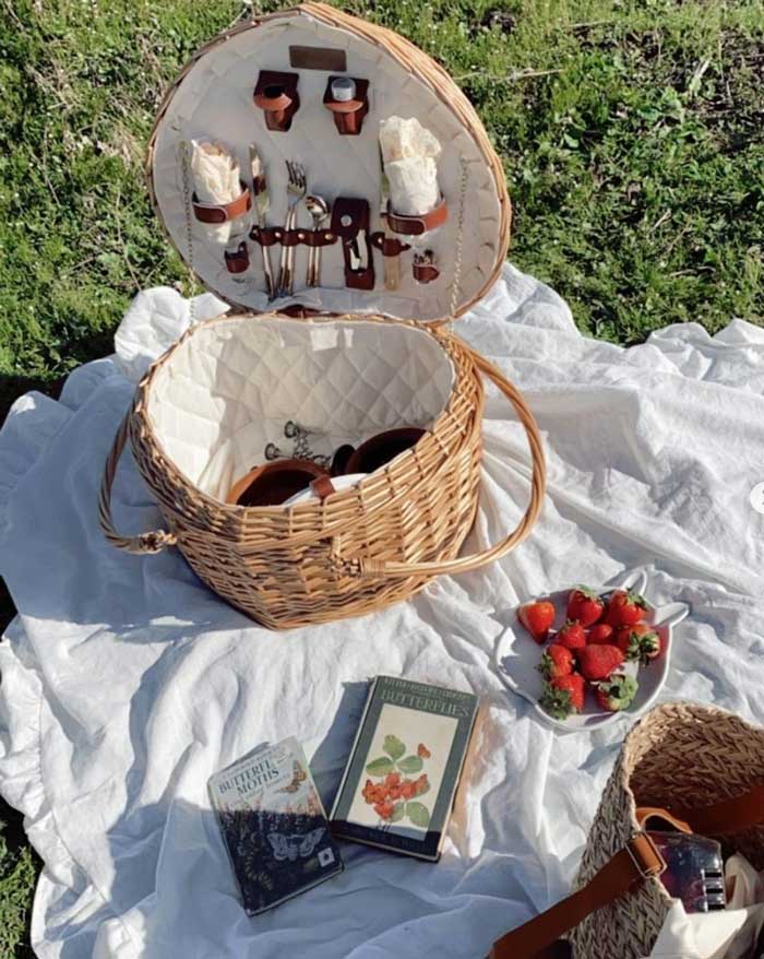 heart picnic basket aesthetic