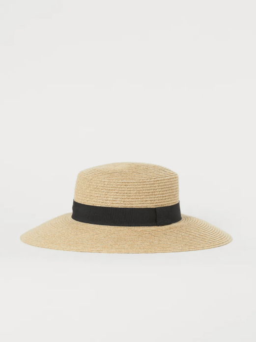 Paper Straw Hat With Black Grosgrain Band, H&M
