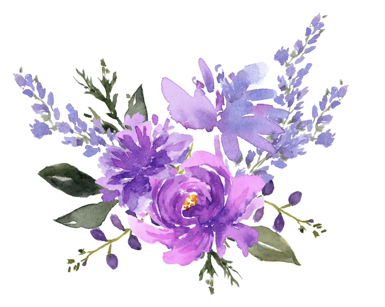 watercolor purple aesthetic line art