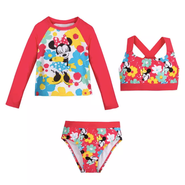 Red, Yellow & Blue Minnie Mouse Deluxe Swimsuit 3-Piece Set for Girls
