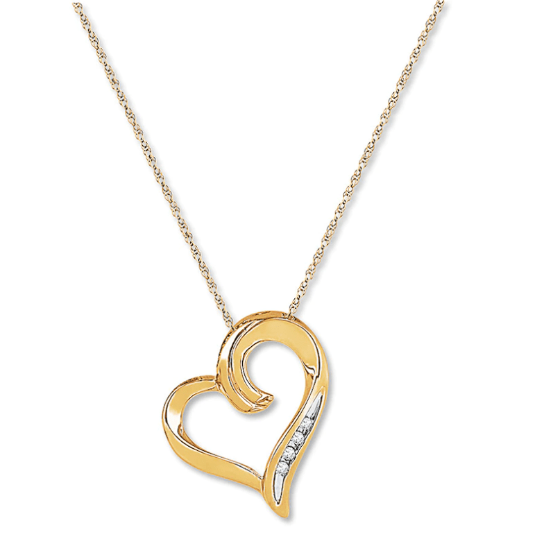 Heart Necklace Diamond Accents 10K Yellow Gold