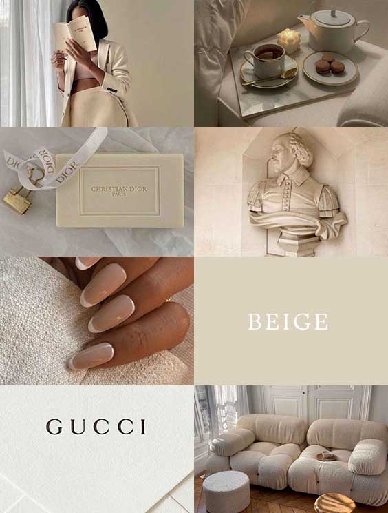 beige aesthetic type moodboard