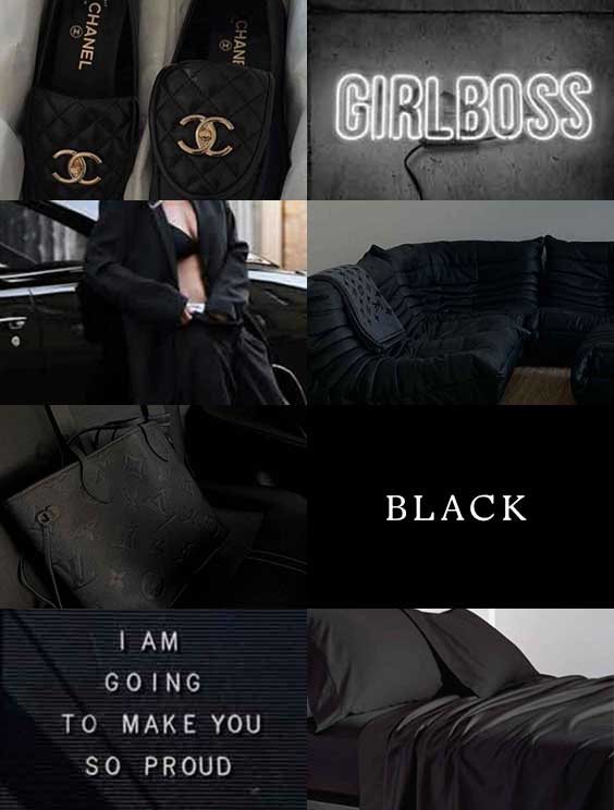 black aesthetic type moodboard