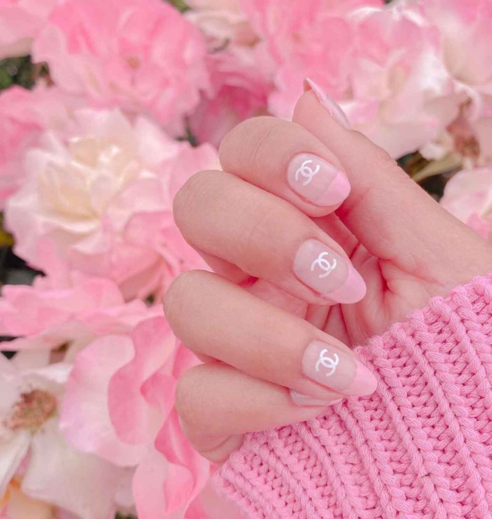 short almond light pink nails